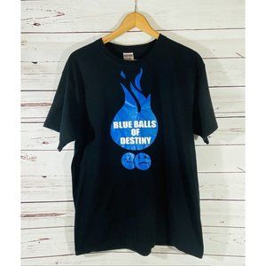 Blue Balls Of Destiny Mens T-Shirt Tee Size Large Black Short Sleeve Jerzees